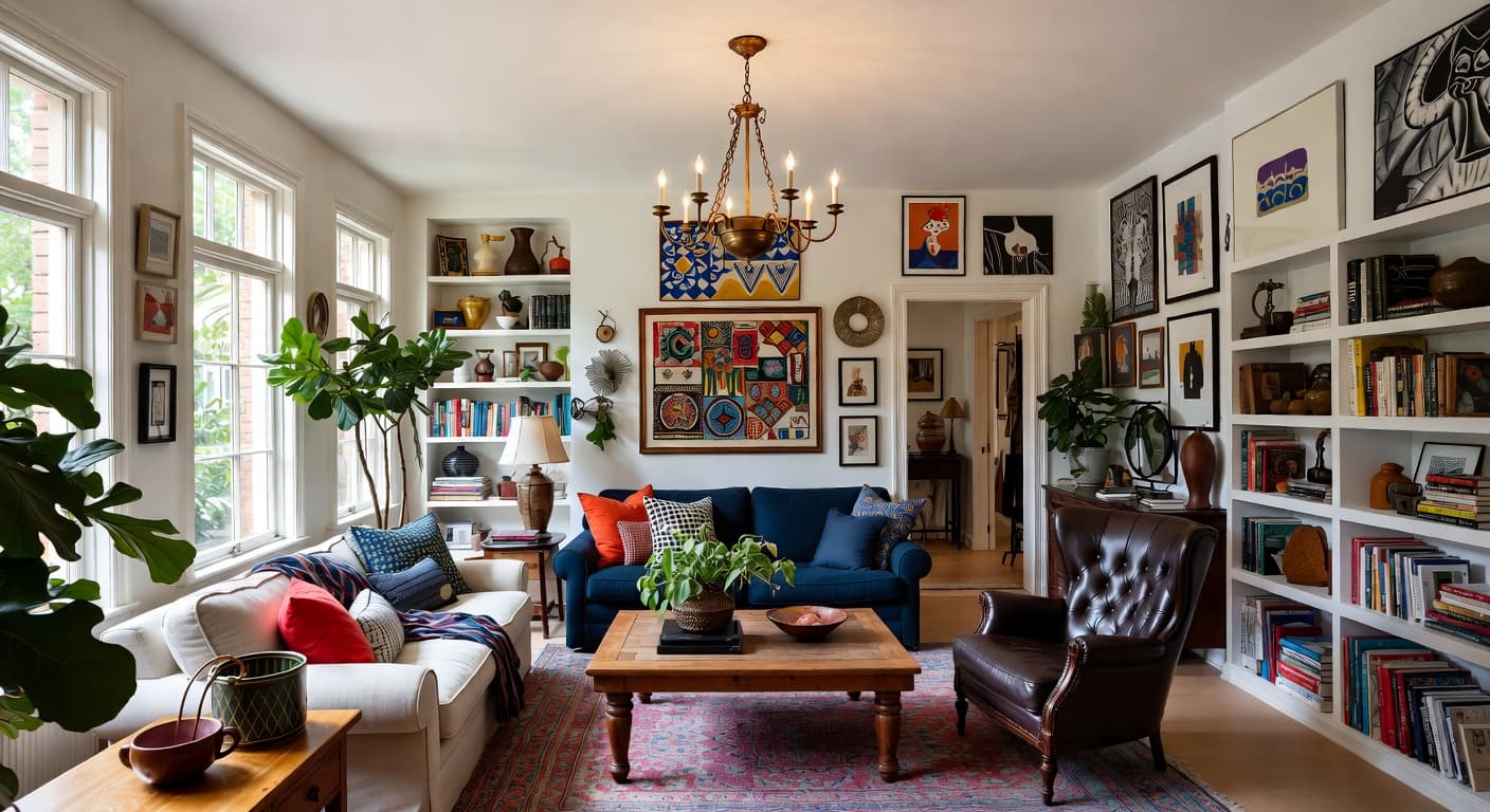 Eclectic multi-purpose room interior design - featuring eclectic style furniture, decor, colors, and layout ideas for your multi-purpose room