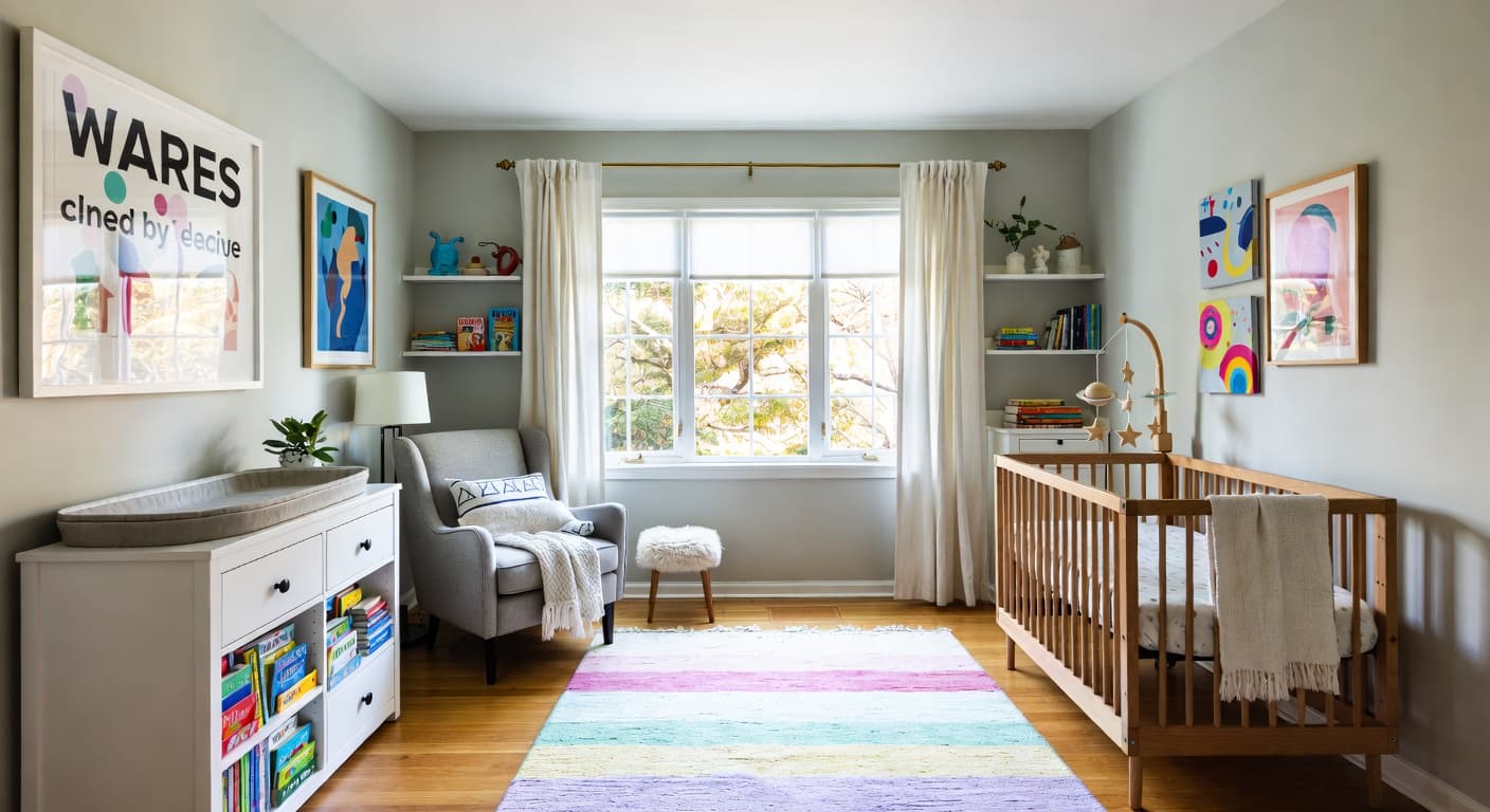 Eclectic nursery interior design - featuring eclectic style furniture, decor, colors, and layout ideas for your nursery