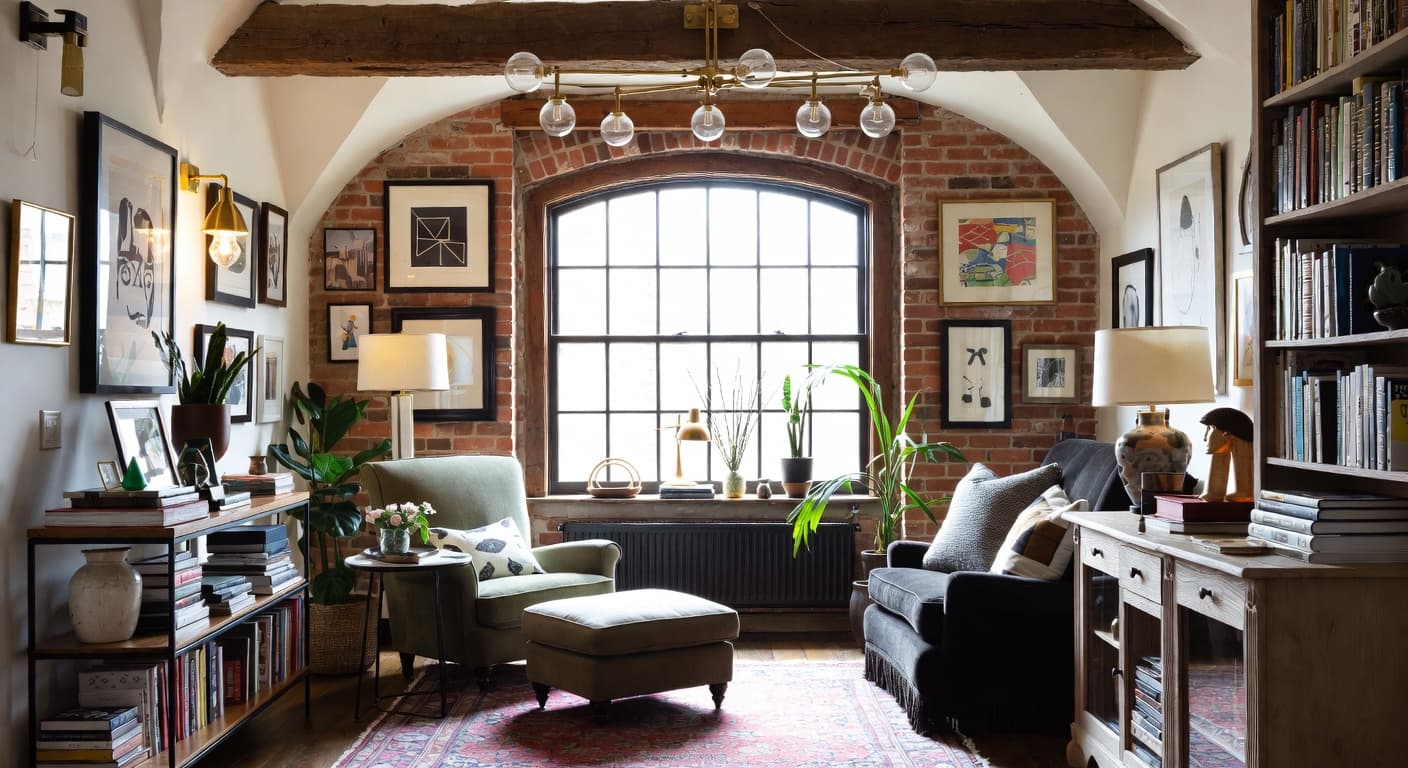 Eclectic reading nook interior design - featuring eclectic style furniture, decor, colors, and layout ideas for your reading nook