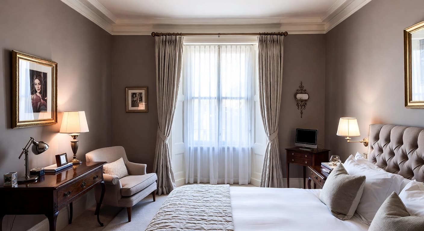 Edwardian guest room interior design - featuring edwardian style furniture, decor, colors, and layout ideas for your guest room