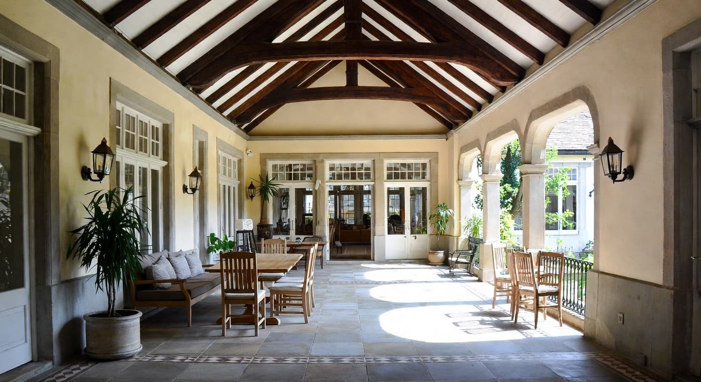 Edwardian outdoor space interior design - featuring edwardian style furniture, decor, colors, and layout ideas for your outdoor space