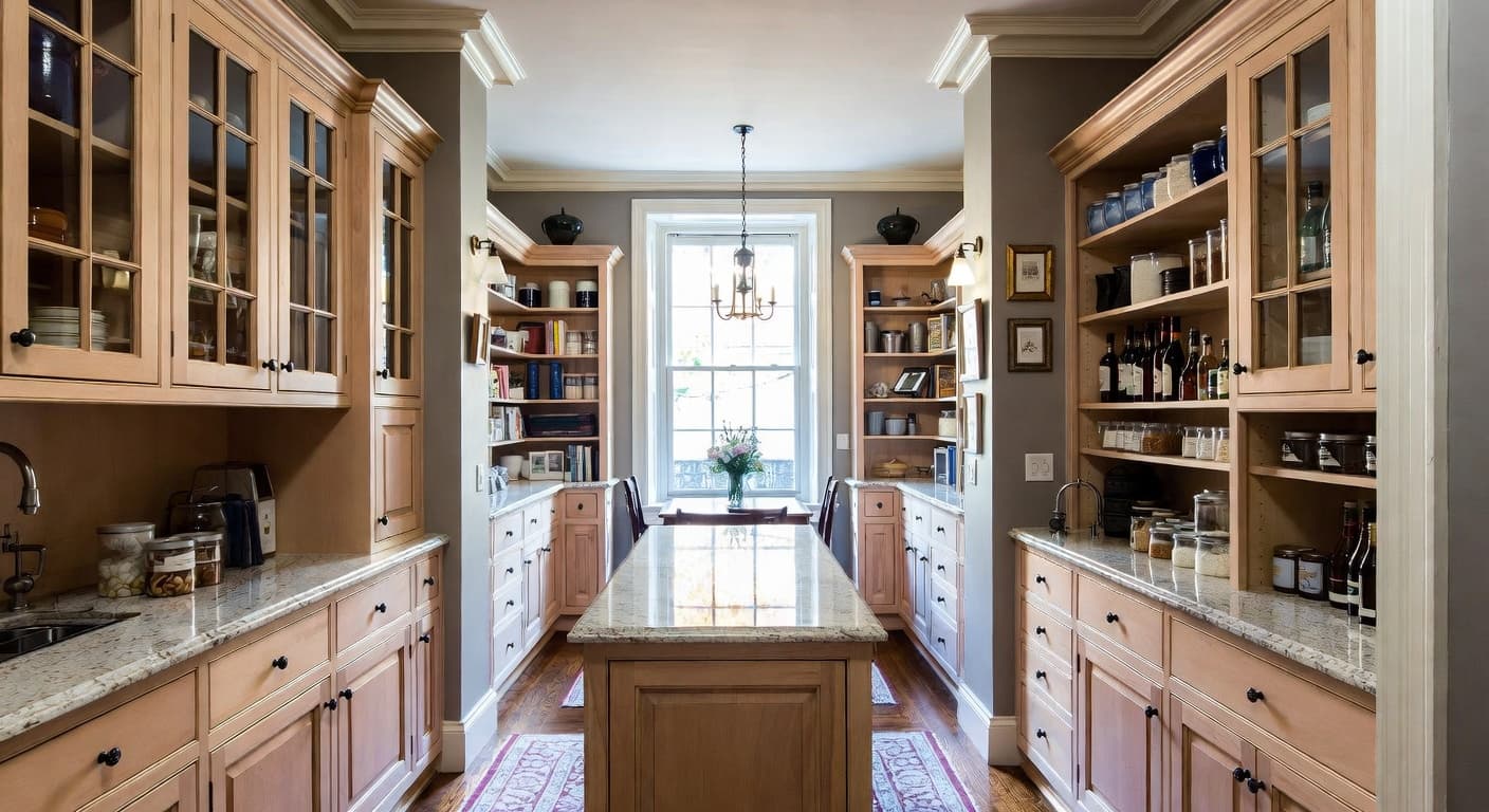 Edwardian pantry interior design - featuring edwardian style furniture, decor, colors, and layout ideas for your pantry