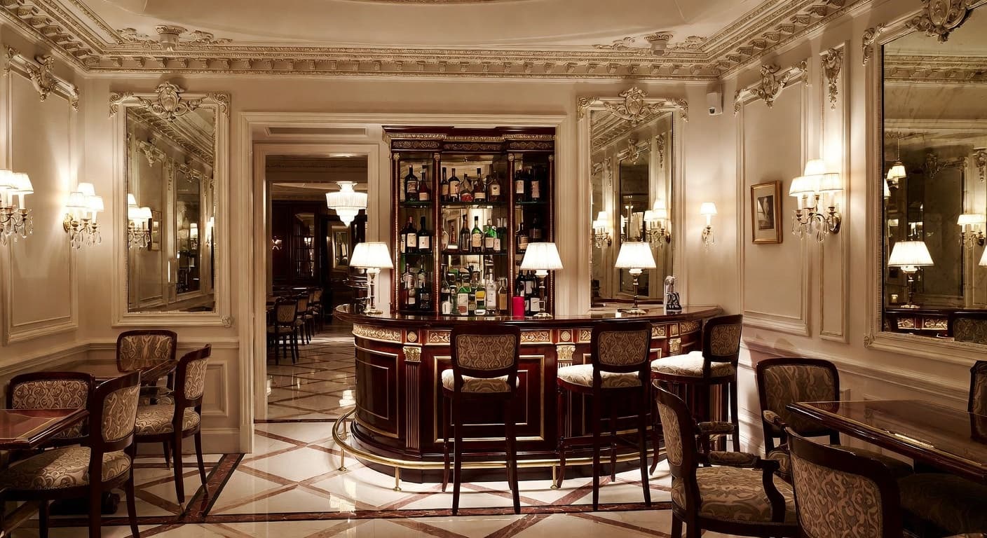 Empire bar room interior design - featuring empire style furniture, decor, colors, and layout ideas for your bar room