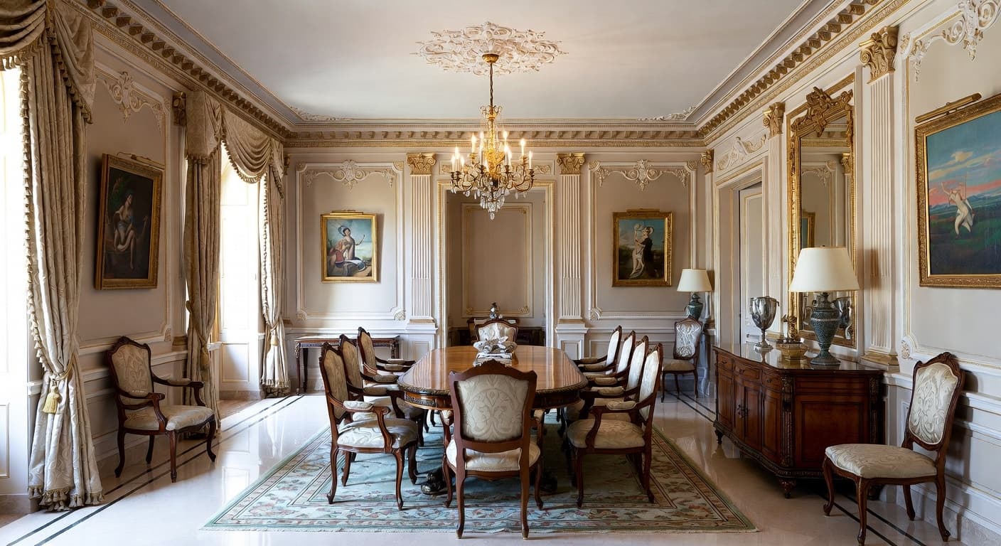 Empire breakfast nook interior design - featuring empire style furniture, decor, colors, and layout ideas for your breakfast nook