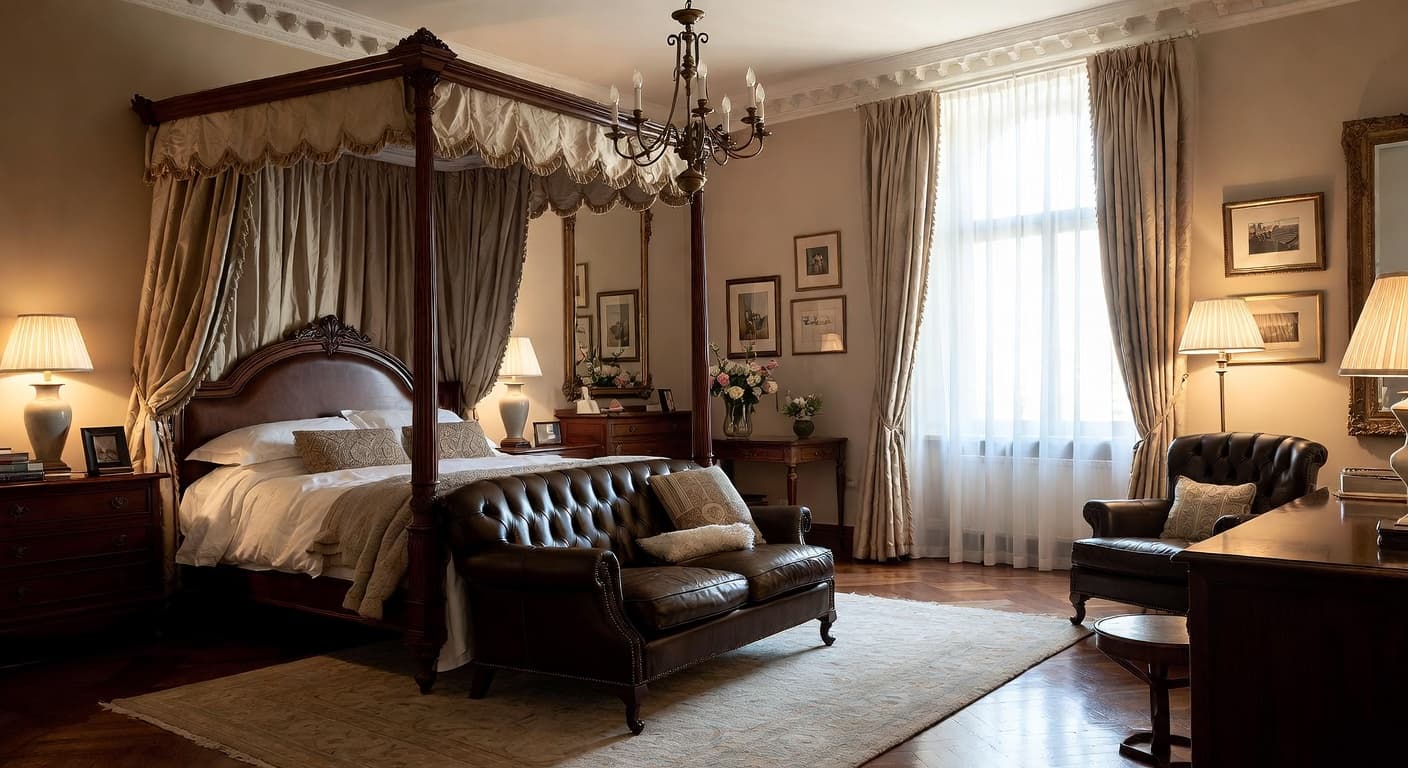 Empire guest room interior design - featuring empire style furniture, decor, colors, and layout ideas for your guest room