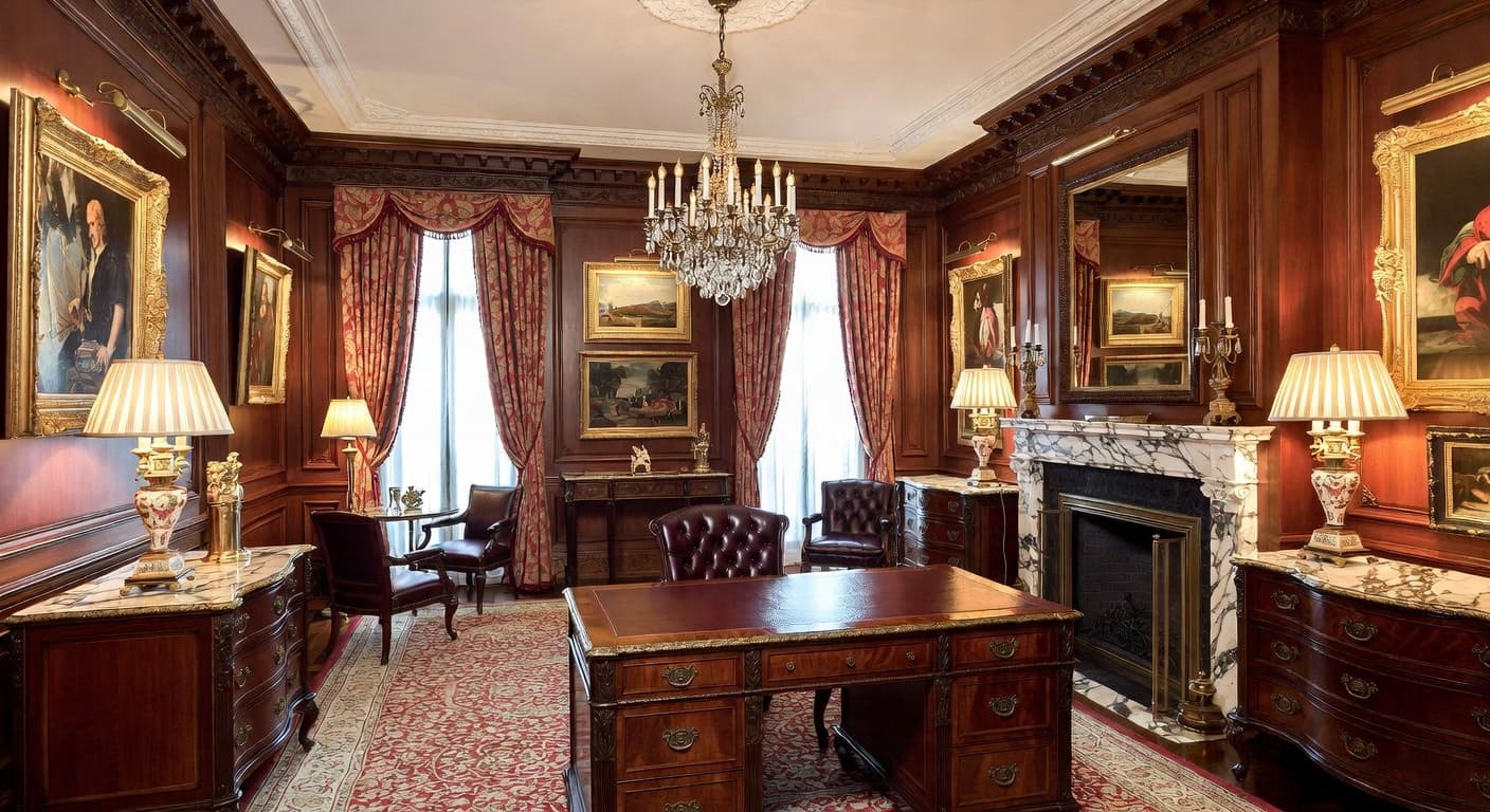 Empire teen room / den interior design - featuring empire style furniture, decor, colors, and layout ideas for your teen room / den