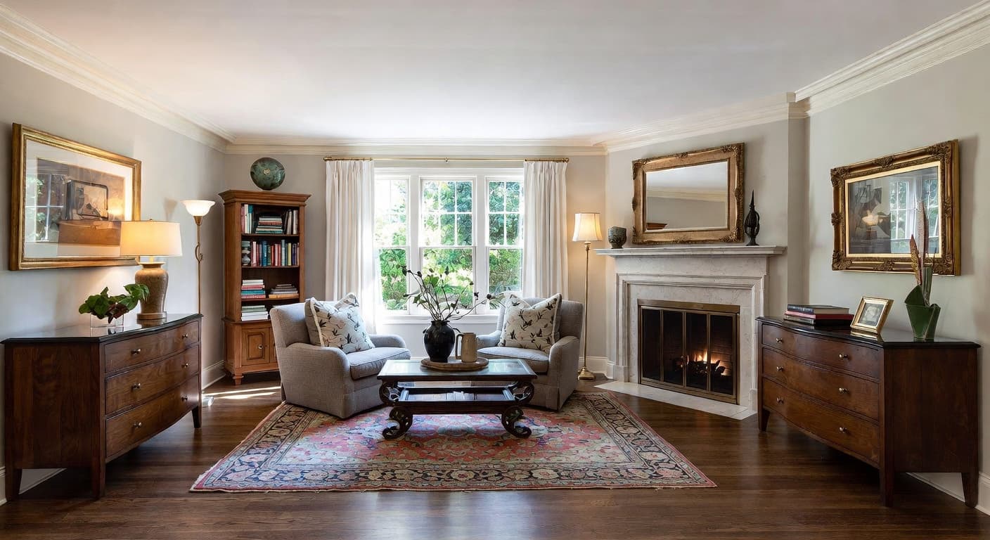 Federal game room interior design - featuring federal style furniture, decor, colors, and layout ideas for your game room