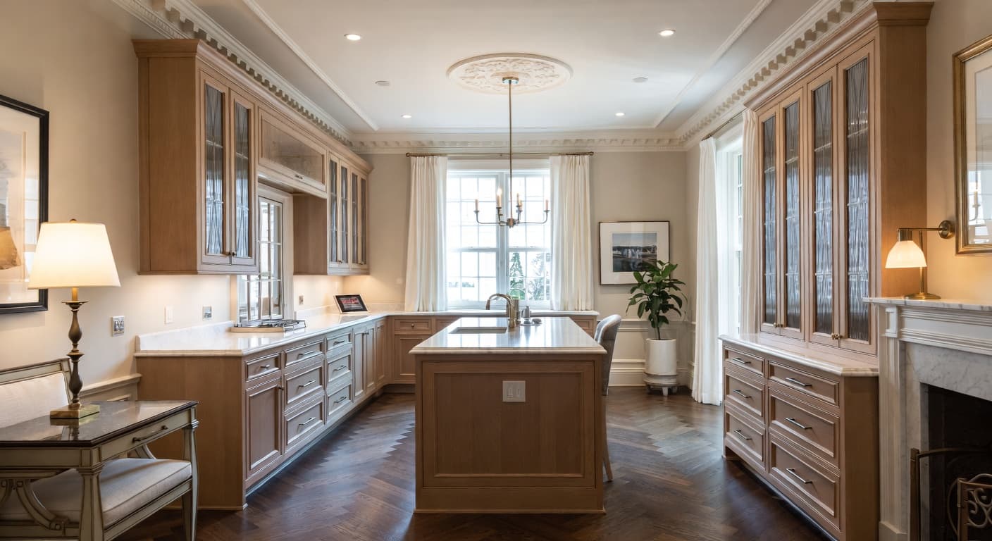 Federal pantry interior design - featuring federal style furniture, decor, colors, and layout ideas for your pantry