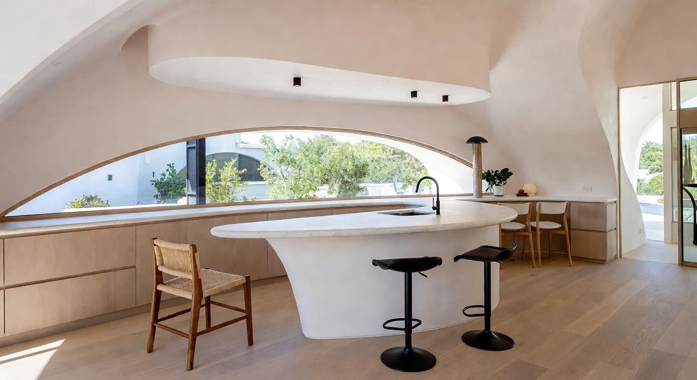 Futuristic breakfast nook interior design - featuring futuristic style furniture, decor, colors, and layout ideas for your breakfast nook