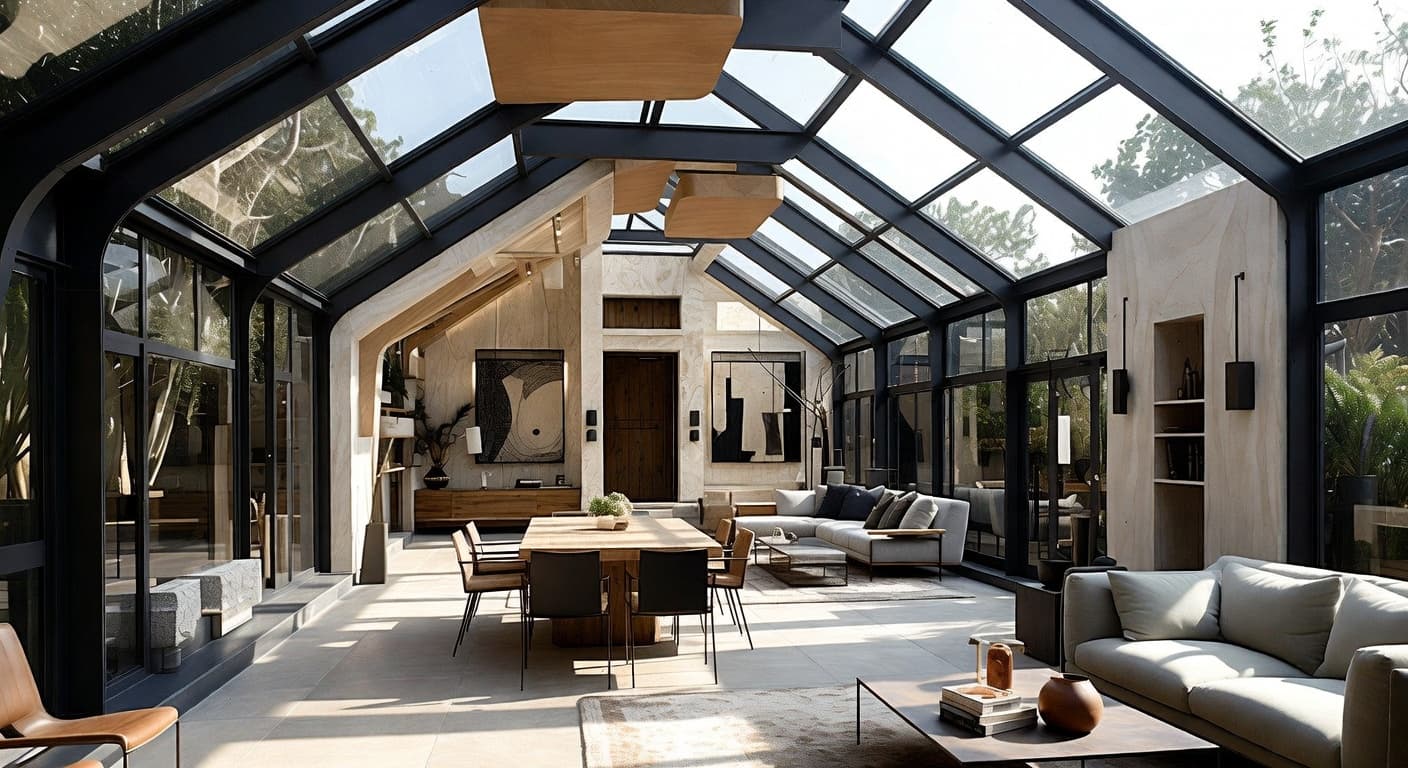 Futuristic greenhouse interior design - featuring futuristic style furniture, decor, colors, and layout ideas for your greenhouse