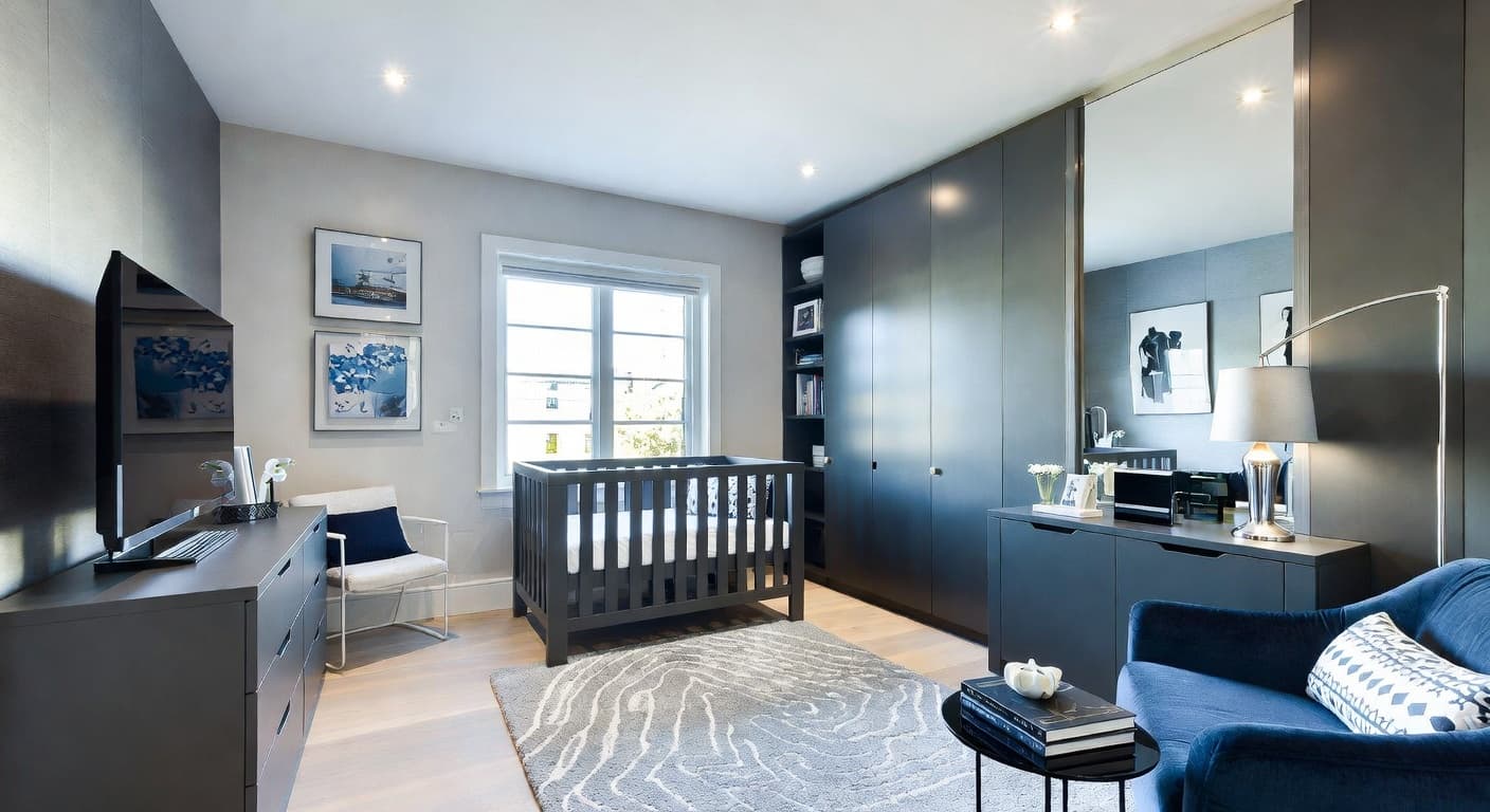 Futuristic nursery interior design - featuring futuristic style furniture, decor, colors, and layout ideas for your nursery