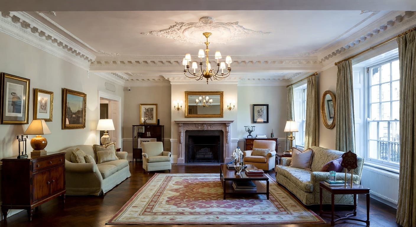 Georgian basement interior design - featuring georgian style furniture, decor, colors, and layout ideas for your basement