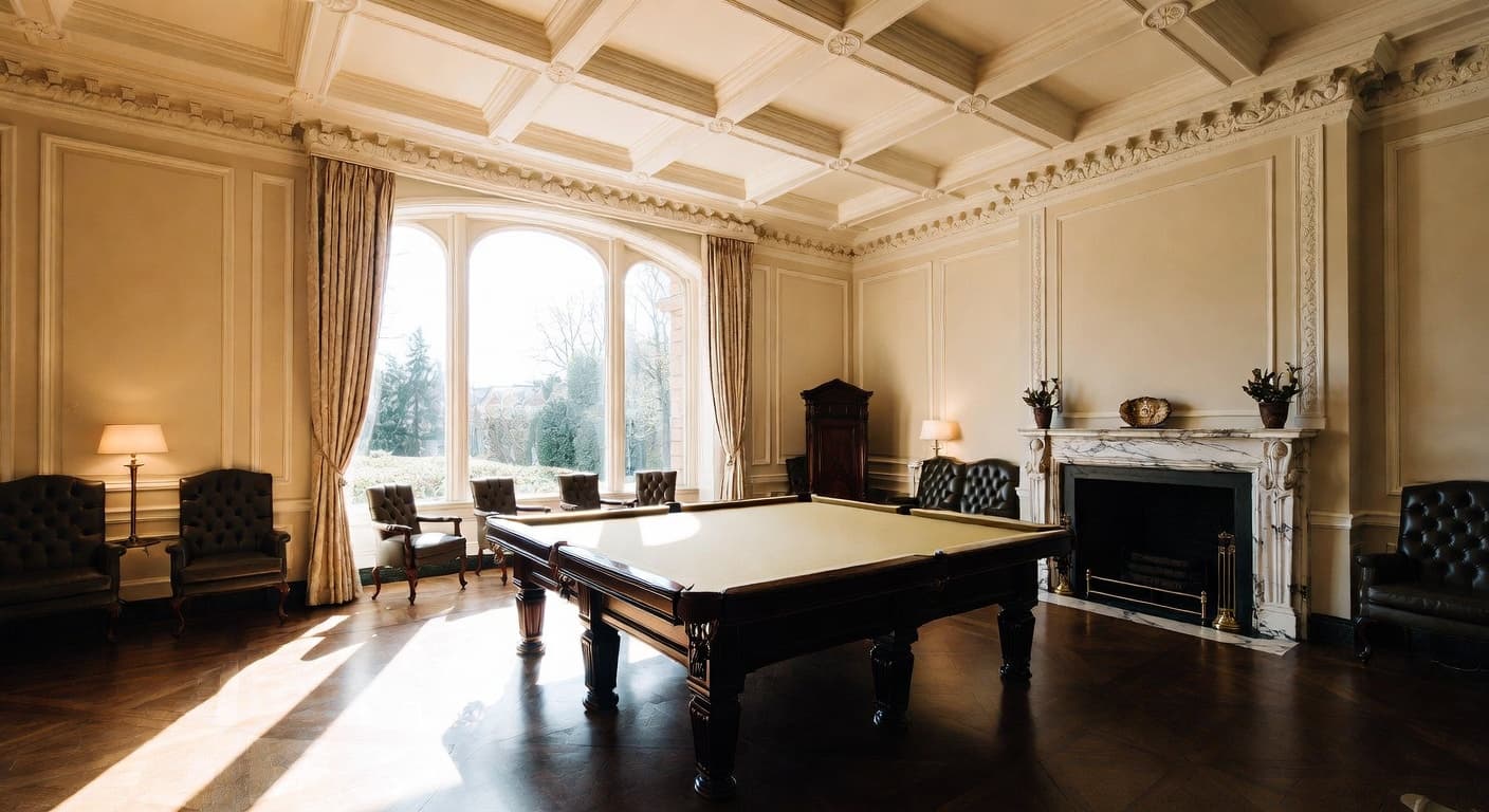 Georgian billiards room interior design - featuring georgian style furniture, decor, colors, and layout ideas for your billiards room