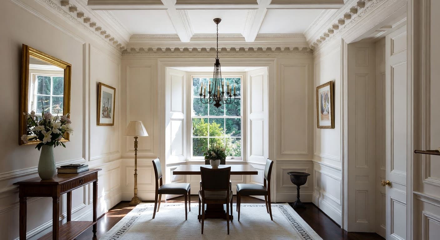 Georgian breakfast nook interior design - featuring georgian style furniture, decor, colors, and layout ideas for your breakfast nook