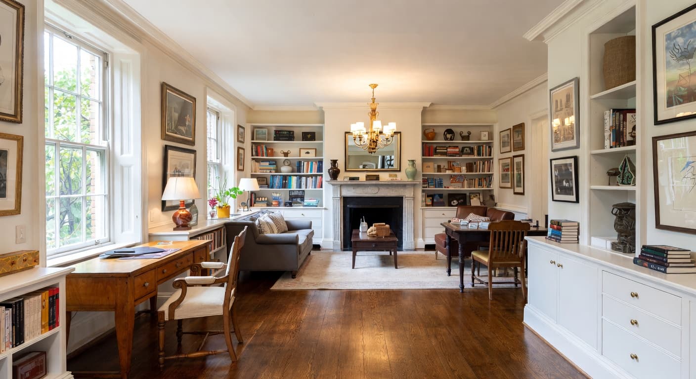 Georgian craft room / studio interior design - featuring georgian style furniture, decor, colors, and layout ideas for your craft room / studio