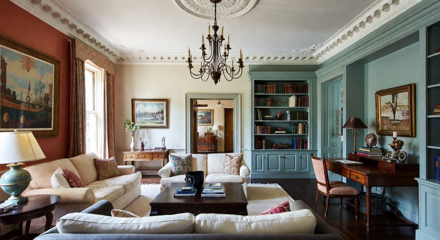 Georgian game room interior design - featuring georgian style furniture, decor, colors, and layout ideas for your game room