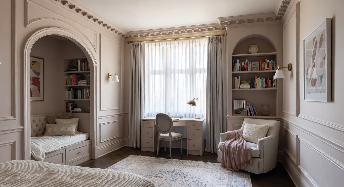 Georgian kids room interior design - featuring georgian style furniture, decor, colors, and layout ideas for your kids room