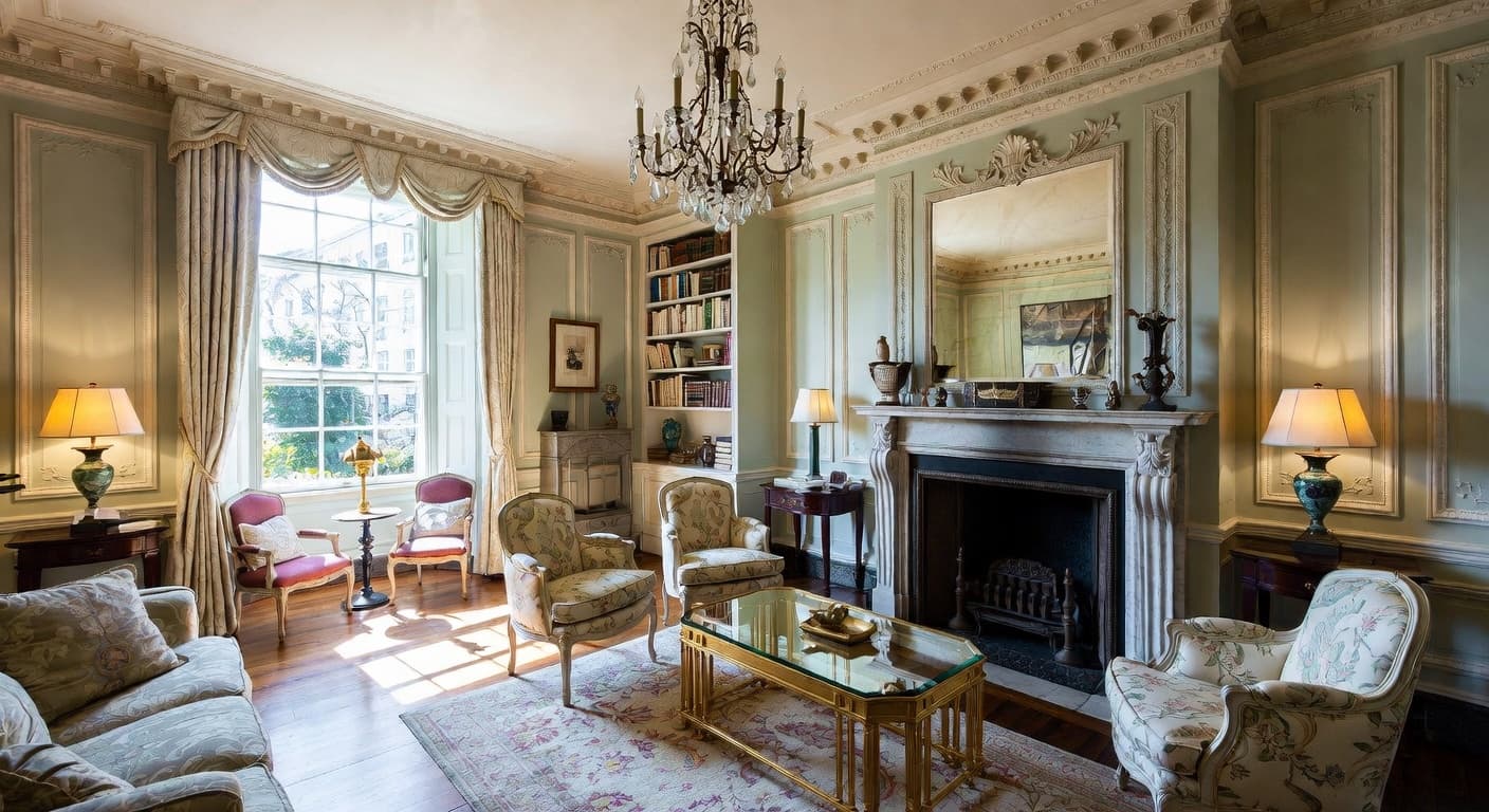 Georgian multi-purpose room interior design - featuring georgian style furniture, decor, colors, and layout ideas for your multi-purpose room