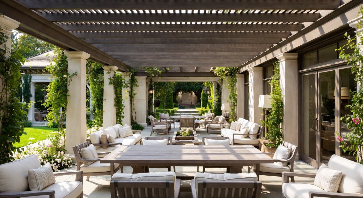 Georgian outdoor space interior design - featuring georgian style furniture, decor, colors, and layout ideas for your outdoor space