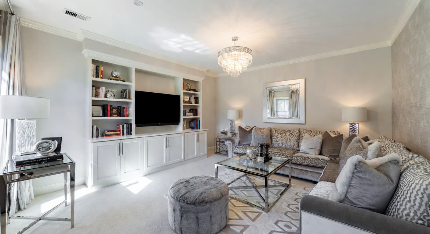 Glam game room interior design - featuring glam style furniture, decor, colors, and layout ideas for your game room