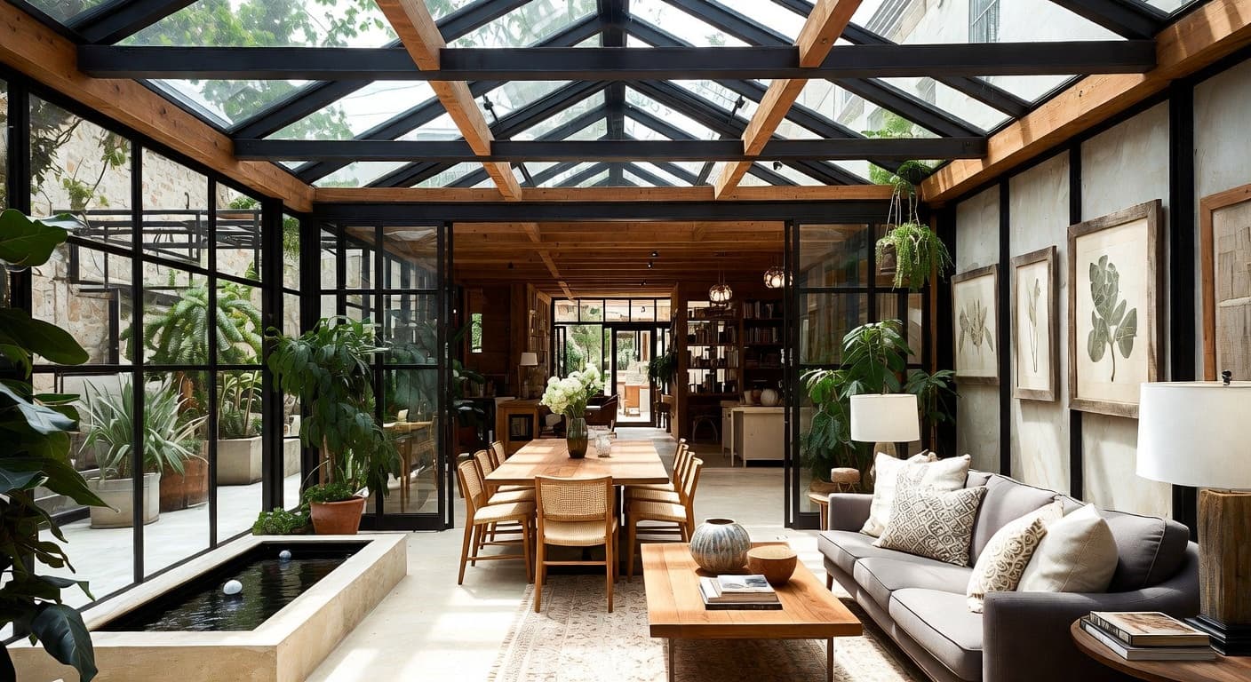 Gorpcore greenhouse interior design - featuring gorpcore style furniture, decor, colors, and layout ideas for your greenhouse