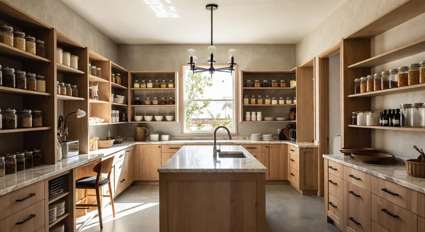 Gorpcore pantry interior design - featuring gorpcore style furniture, decor, colors, and layout ideas for your pantry