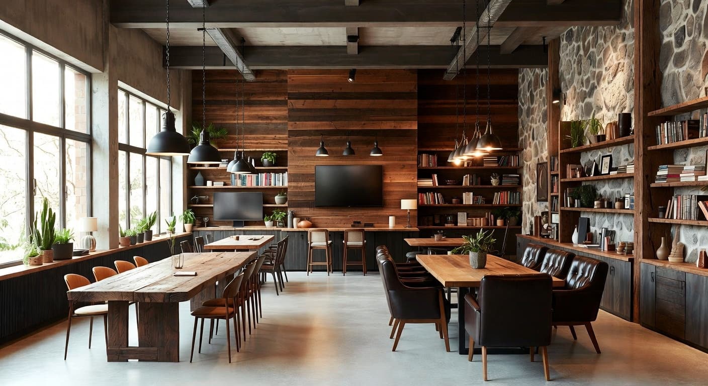 Gorpcore workshop interior design - featuring gorpcore style furniture, decor, colors, and layout ideas for your workshop