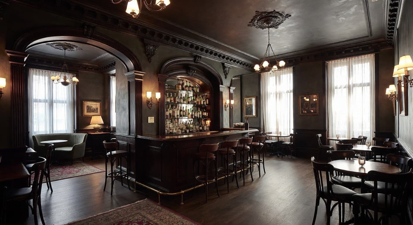 Gothic bar room interior design - featuring gothic style furniture, decor, colors, and layout ideas for your bar room