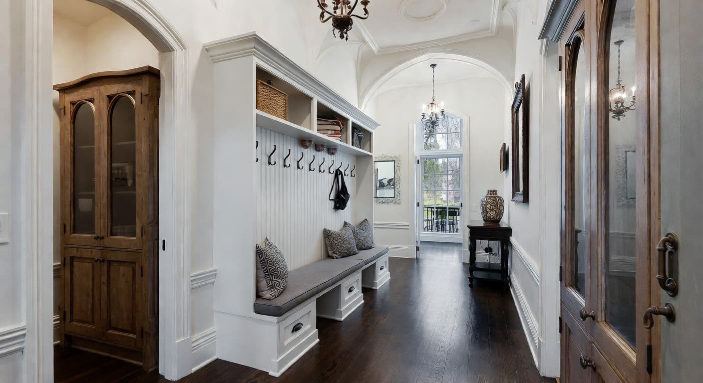 Gothic mudroom interior design - featuring gothic style furniture, decor, colors, and layout ideas for your mudroom