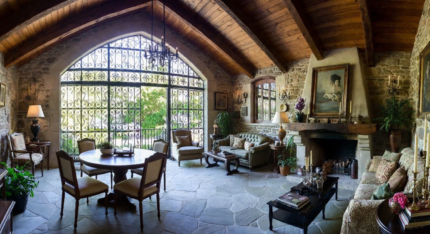 Gothic outdoor space interior design - featuring gothic style furniture, decor, colors, and layout ideas for your outdoor space