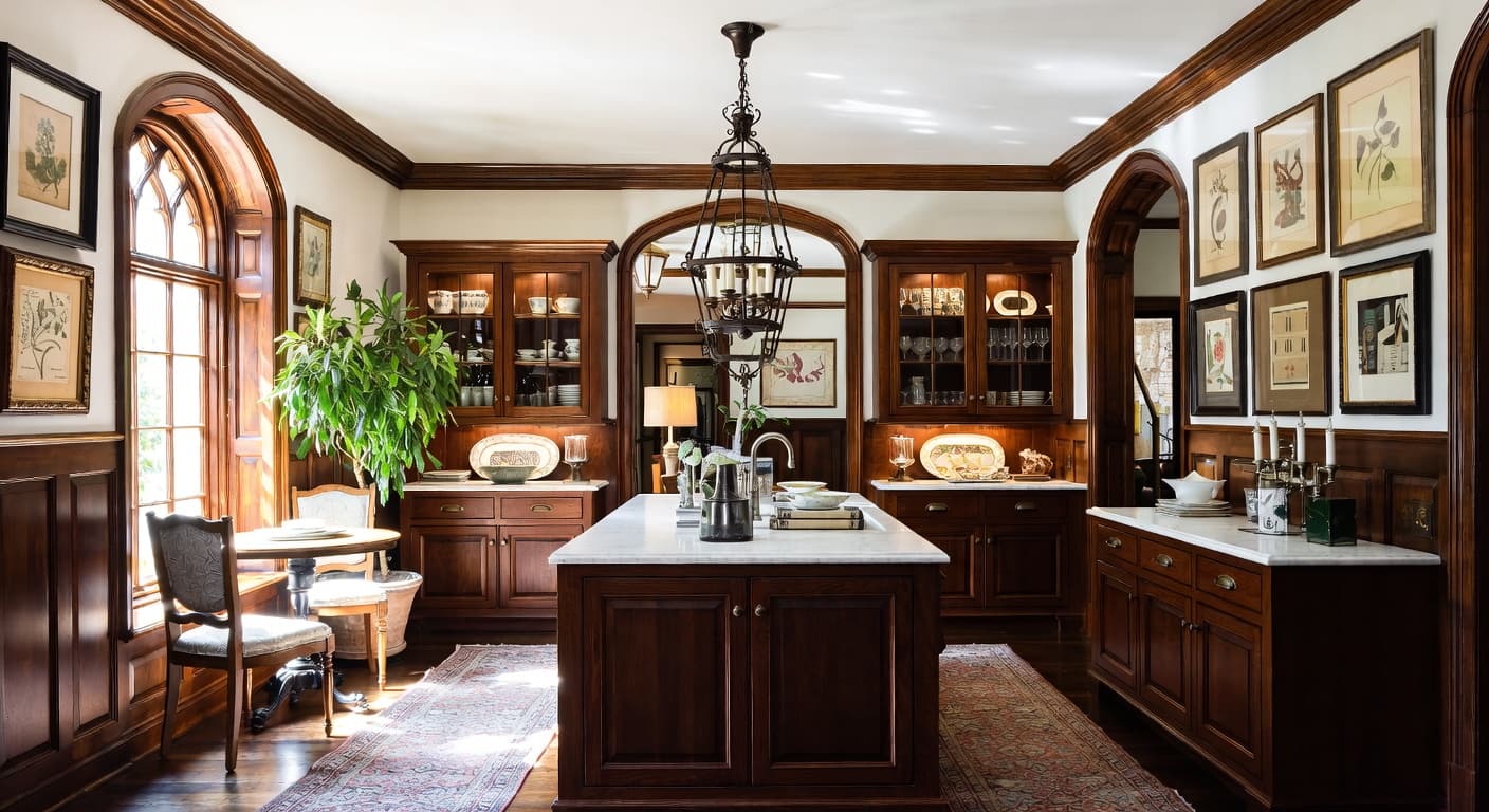 Gothic pantry interior design - featuring gothic style furniture, decor, colors, and layout ideas for your pantry