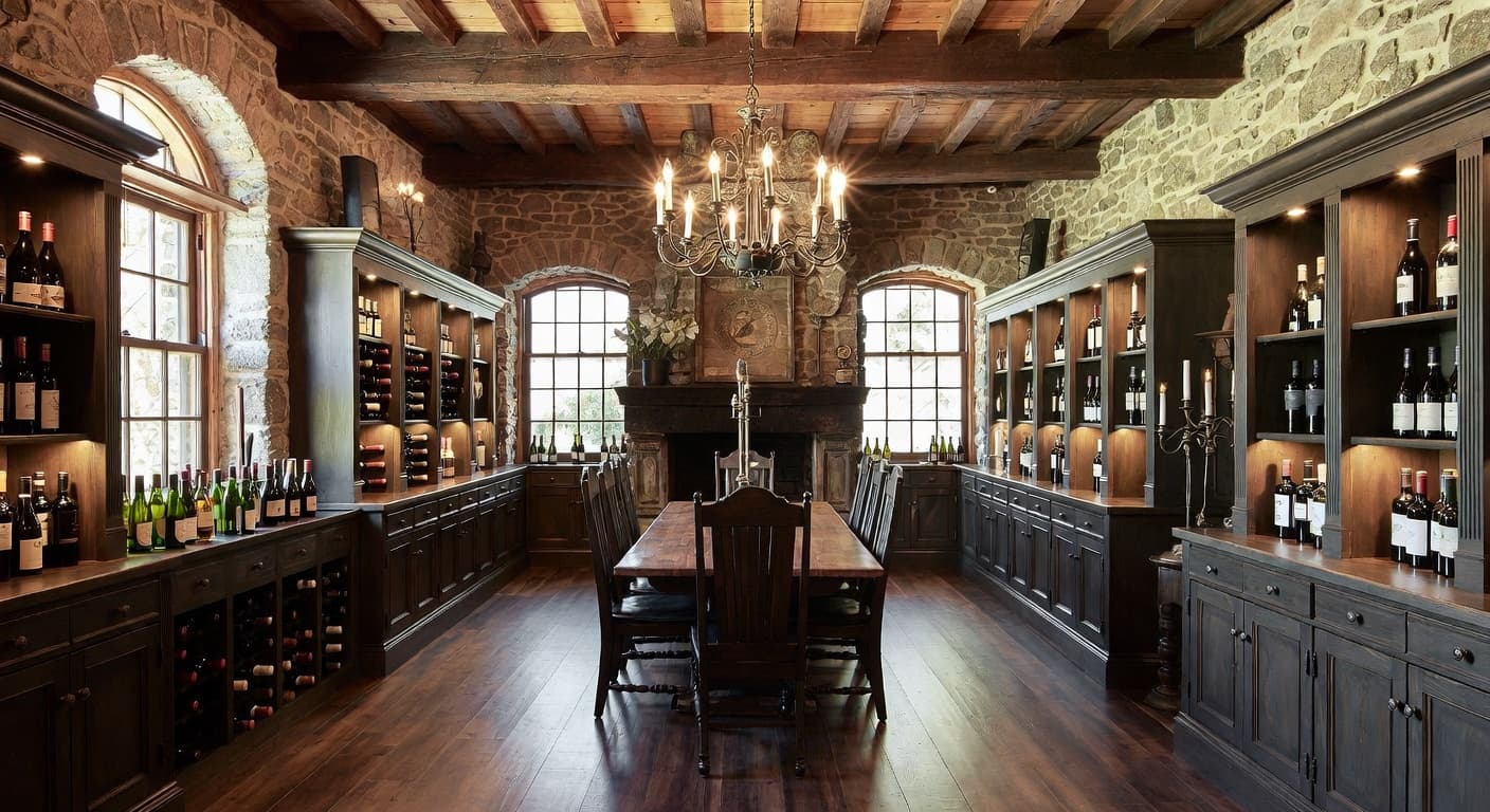 Gothic wine cellar interior design - featuring gothic style furniture, decor, colors, and layout ideas for your wine cellar