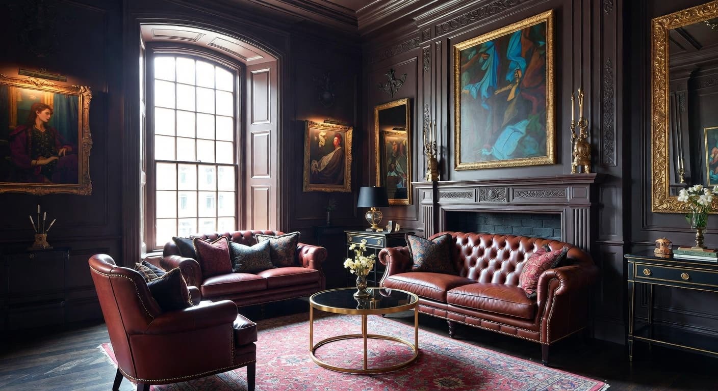 Gothic Revival guest room interior design - featuring gothic revival style furniture, decor, colors, and layout ideas for your guest room