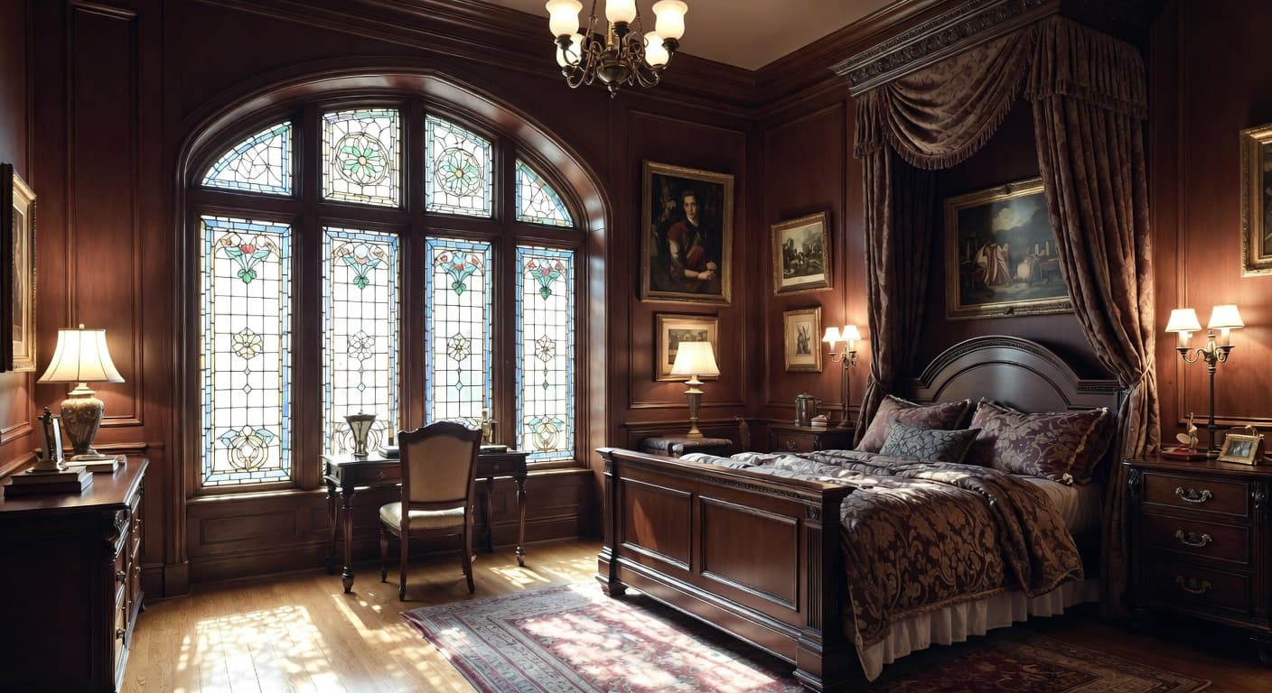 Gothic Revival kids room interior design - featuring gothic revival style furniture, decor, colors, and layout ideas for your kids room