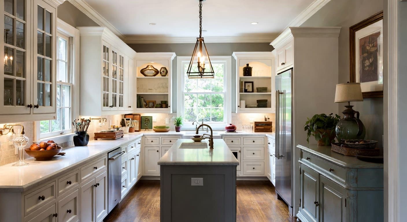 Grandmillennial pantry interior design - featuring grandmillennial style furniture, decor, colors, and layout ideas for your pantry