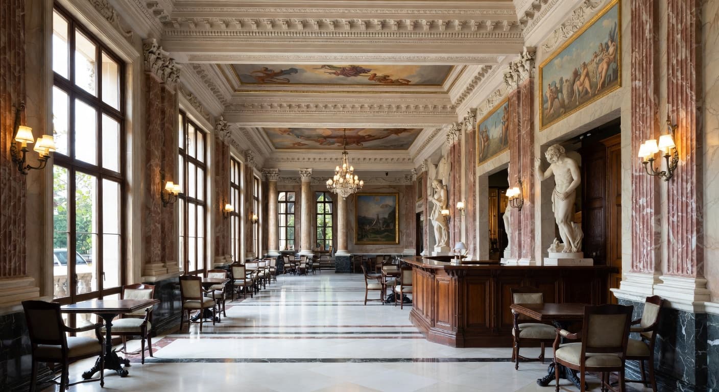 Greco-Roman bar room interior design - featuring greco-roman style furniture, decor, colors, and layout ideas for your bar room