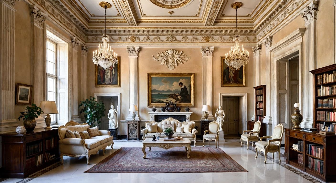 Greco-Roman playroom interior design - featuring greco-roman style furniture, decor, colors, and layout ideas for your playroom