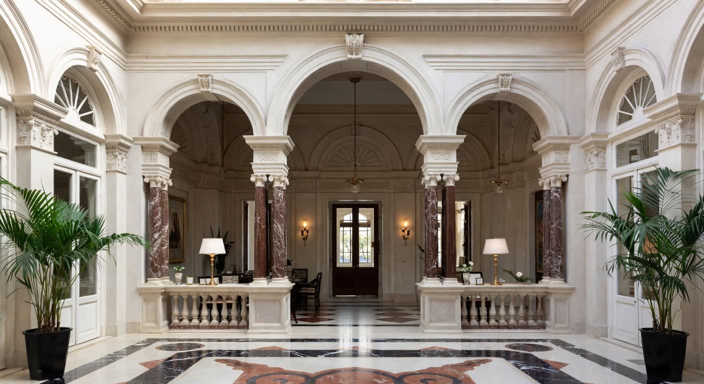 Greco-Roman workshop interior design - featuring greco-roman style furniture, decor, colors, and layout ideas for your workshop