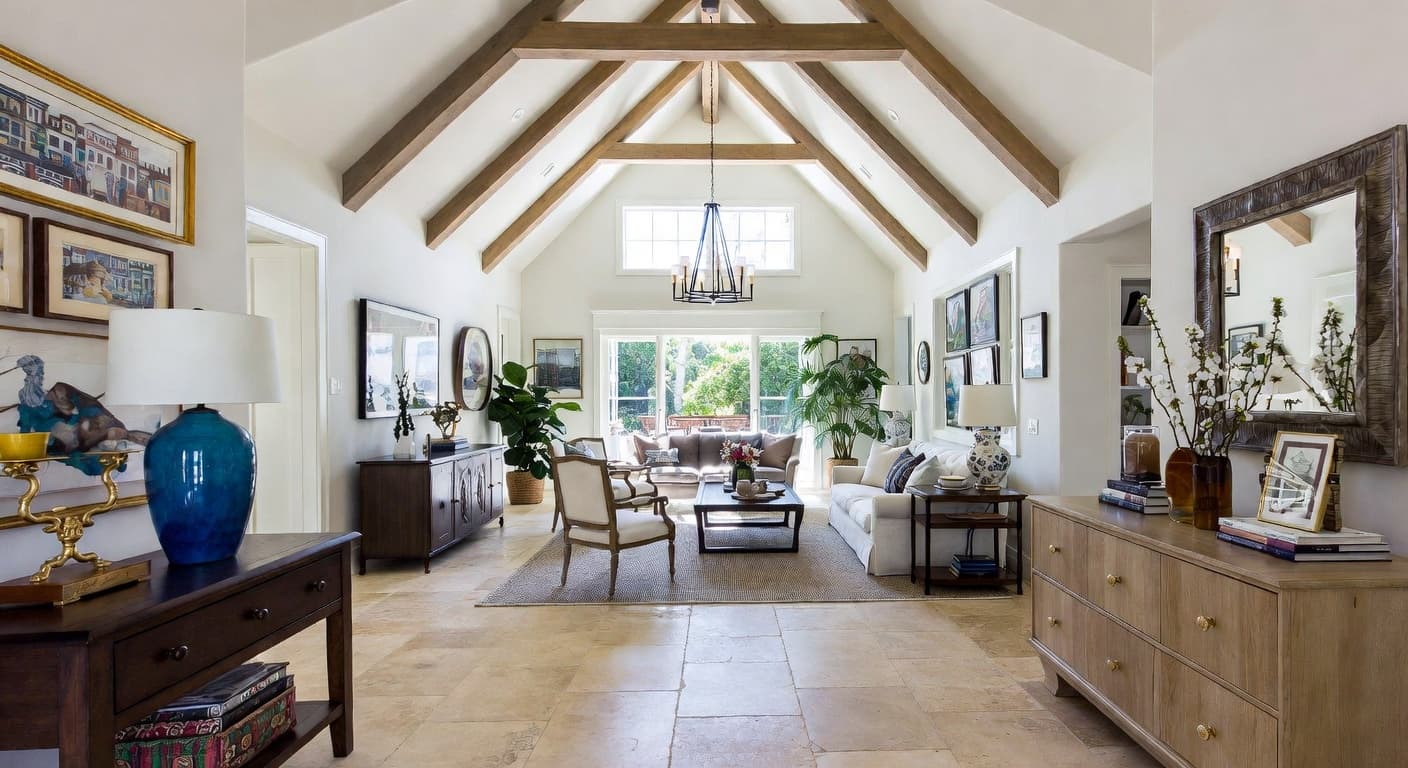 Hamptons entryway interior design - featuring hamptons style furniture, decor, colors, and layout ideas for your entryway