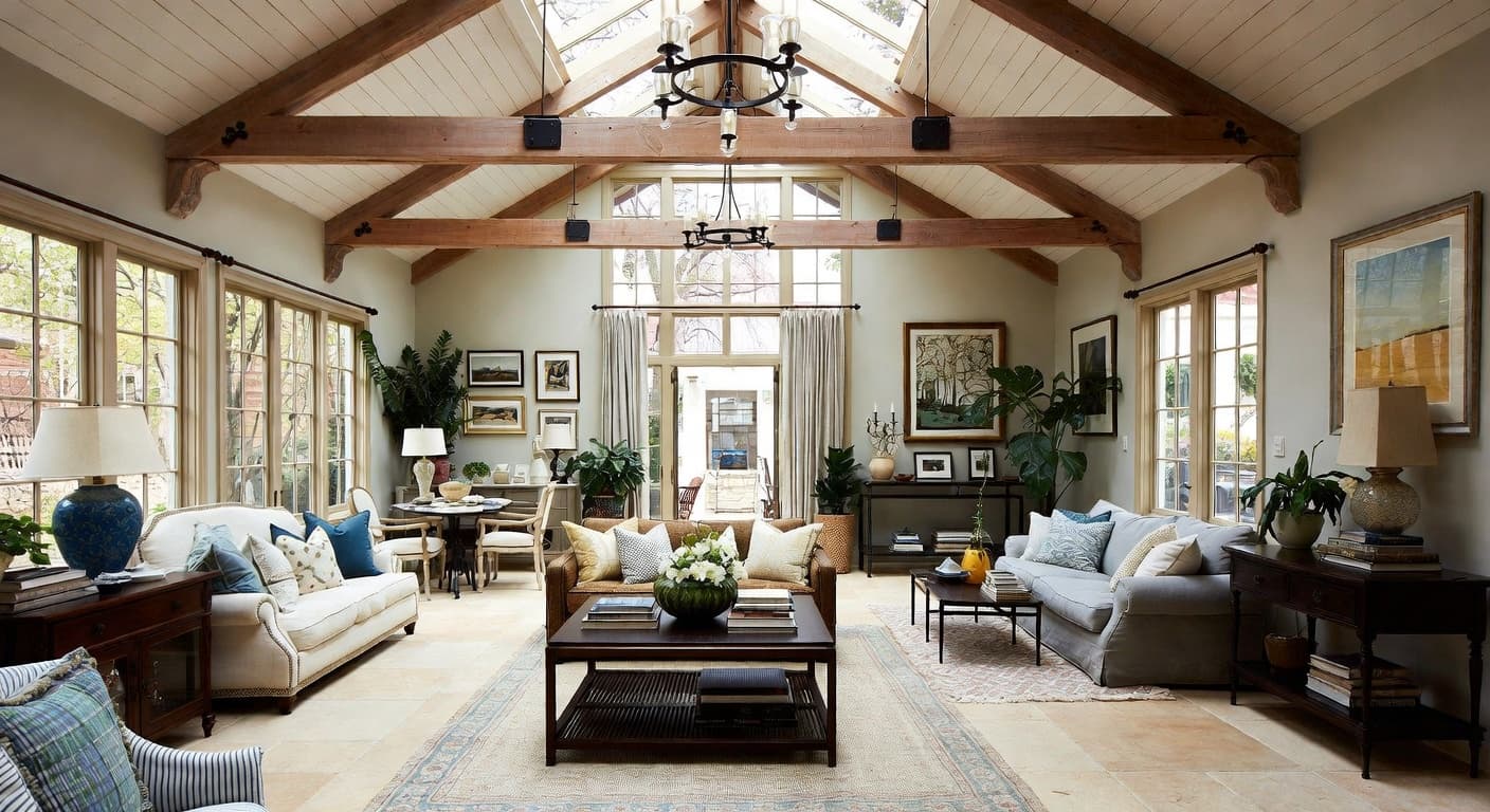 Hamptons greenhouse interior design - featuring hamptons style furniture, decor, colors, and layout ideas for your greenhouse