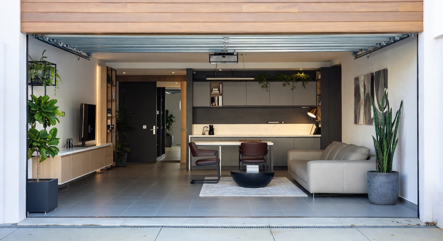 High-Tech garage interior interior design - featuring high-tech style furniture, decor, colors, and layout ideas for your garage interior