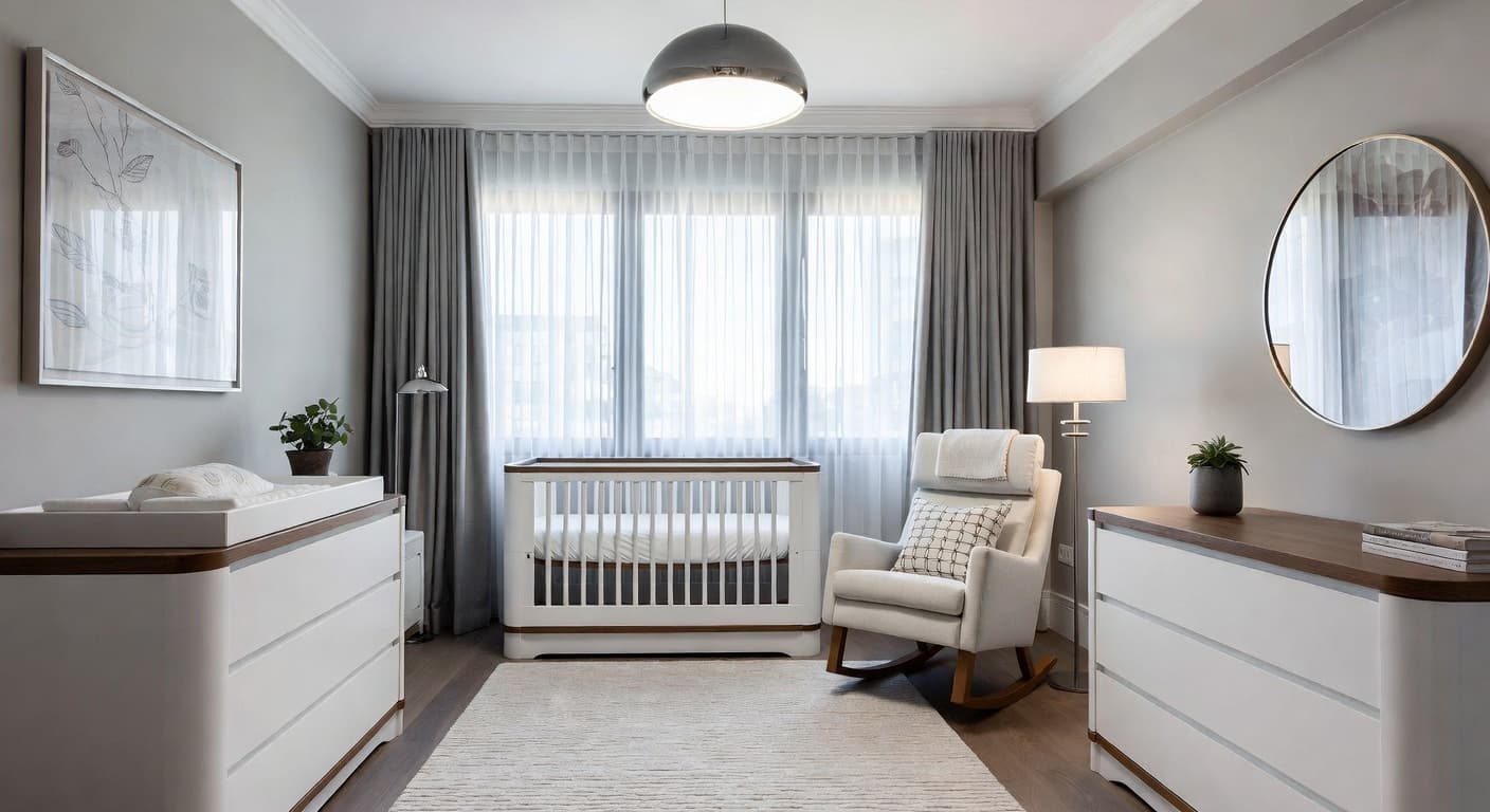 High-Tech nursery interior design - featuring high-tech style furniture, decor, colors, and layout ideas for your nursery