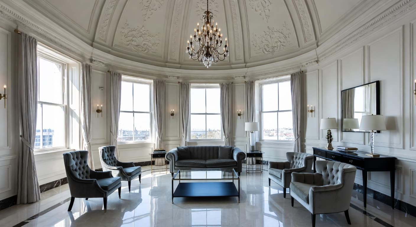 Hollywood Regency observatory interior design - featuring hollywood regency style furniture, decor, colors, and layout ideas for your observatory