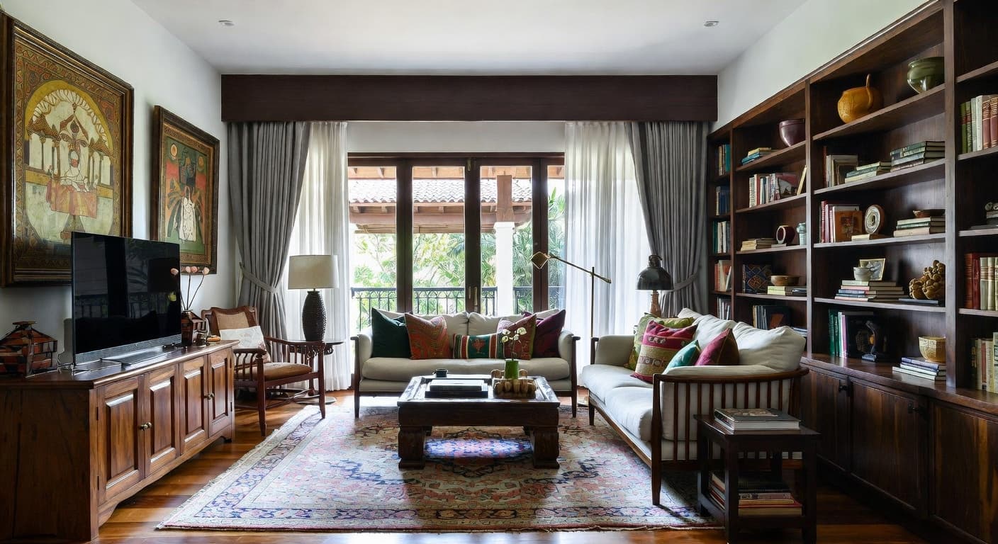 Indian teen room / den interior design - featuring indian style furniture, decor, colors, and layout ideas for your teen room / den