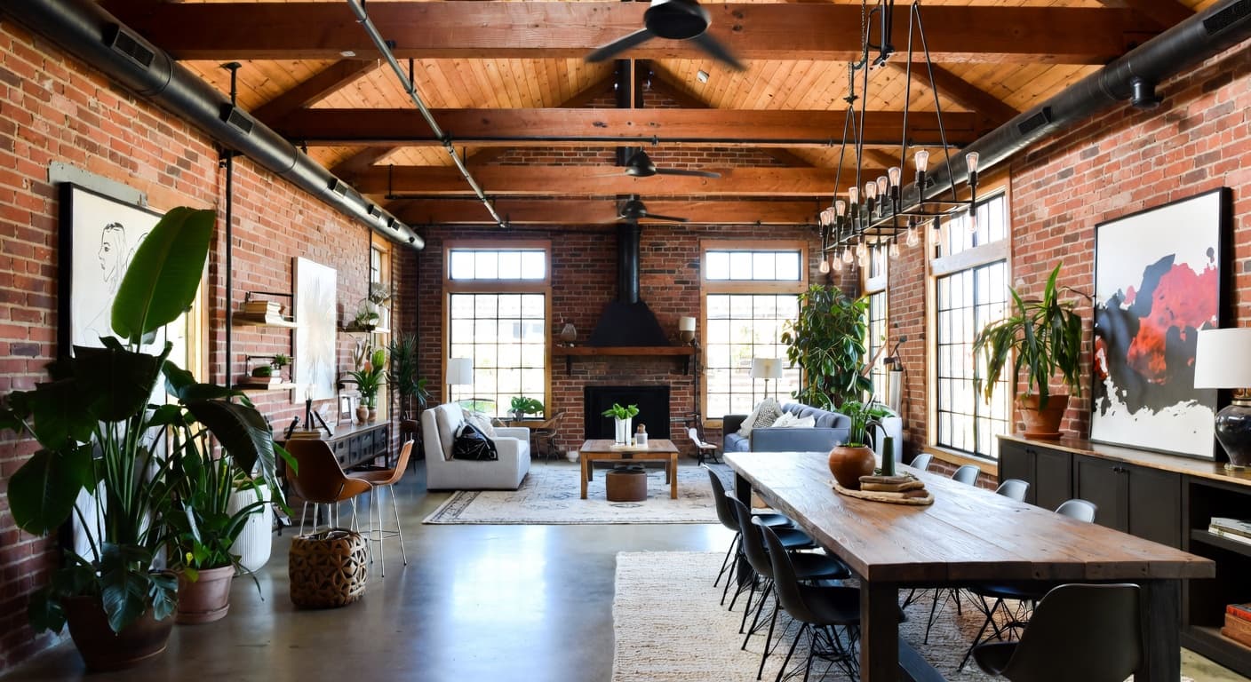 Industrial Farmhouse garage interior interior design - featuring industrial farmhouse style furniture, decor, colors, and layout ideas for your garage interior