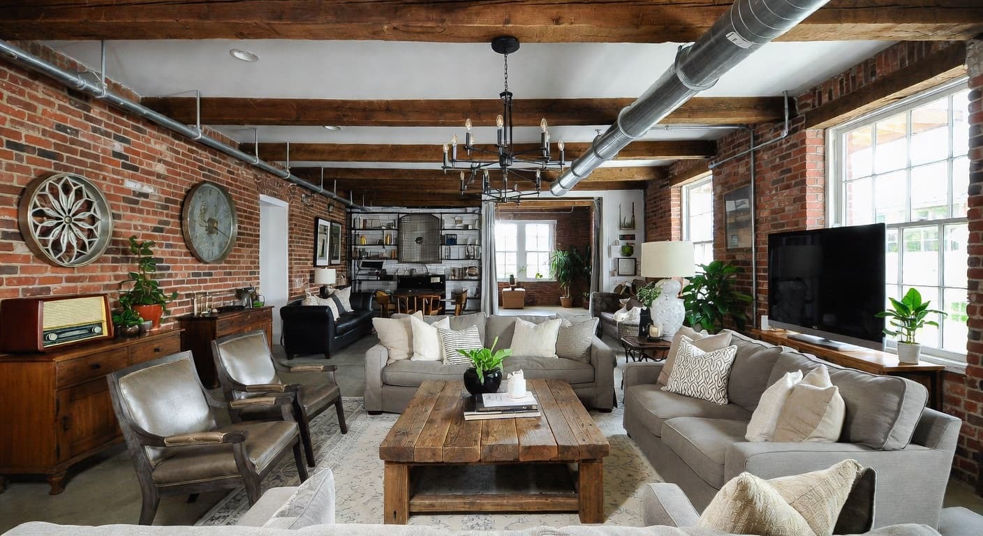 Industrial Farmhouse Living Room design preview