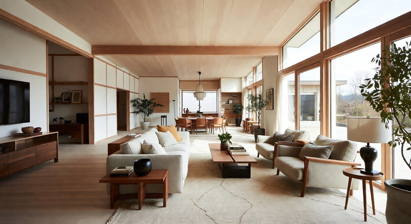 Japandi outdoor space interior design - featuring japandi style furniture, decor, colors, and layout ideas for your outdoor space