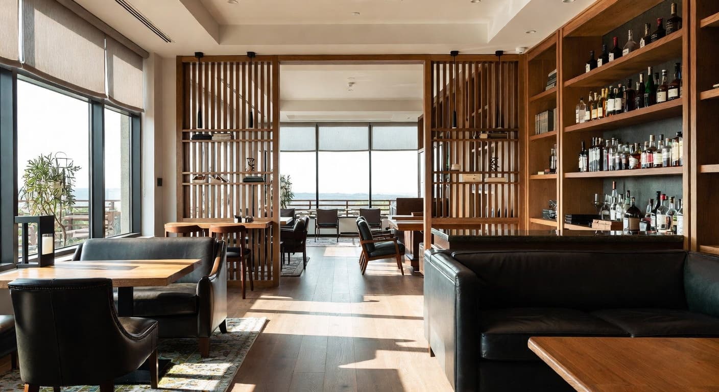 Japandi smoking room / cigar lounge interior design - featuring japandi style furniture, decor, colors, and layout ideas for your smoking room / cigar lounge