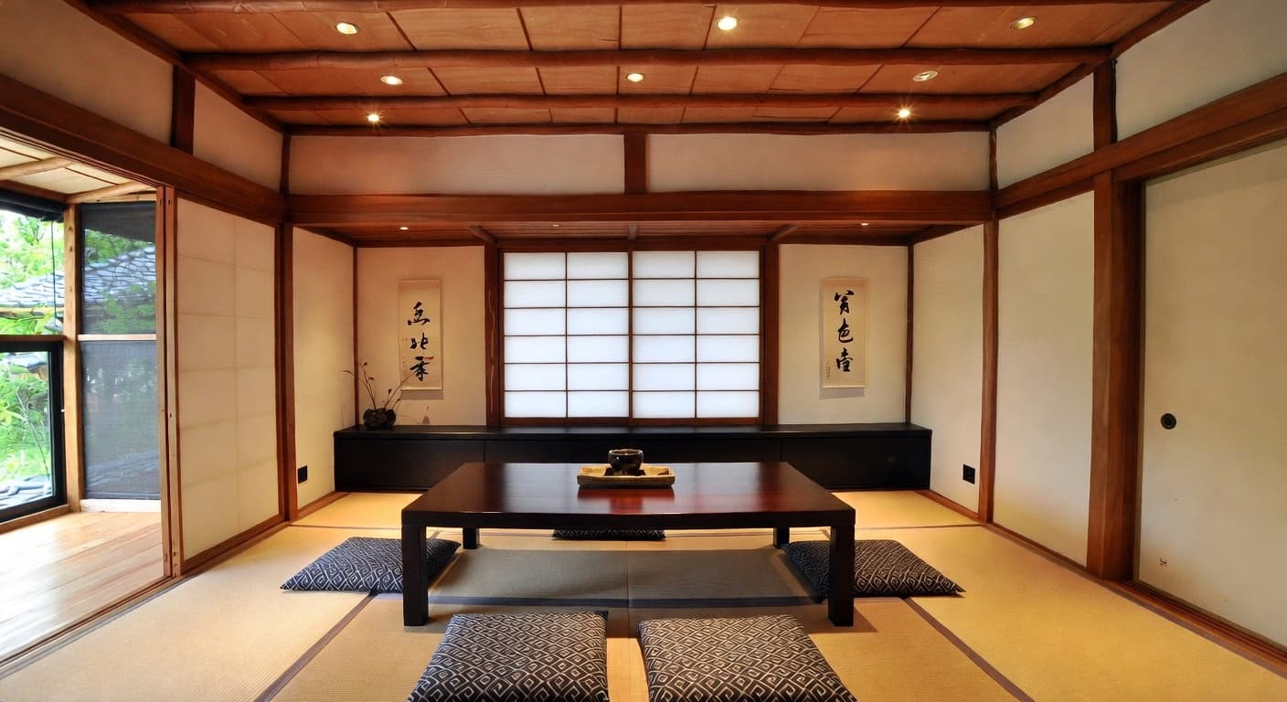 Japanese basement interior design - featuring japanese style furniture, decor, colors, and layout ideas for your basement