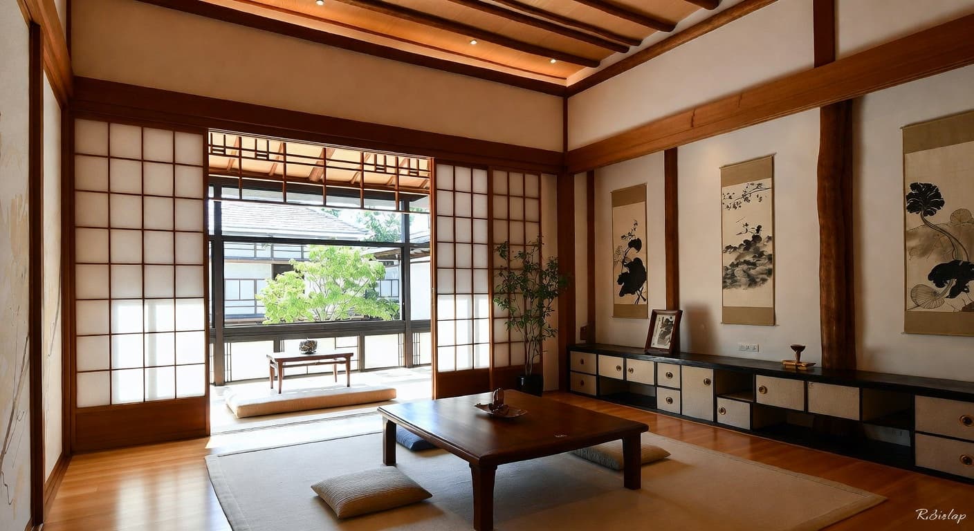 Japanese meditation space interior design - featuring japanese style furniture, decor, colors, and layout ideas for your meditation space